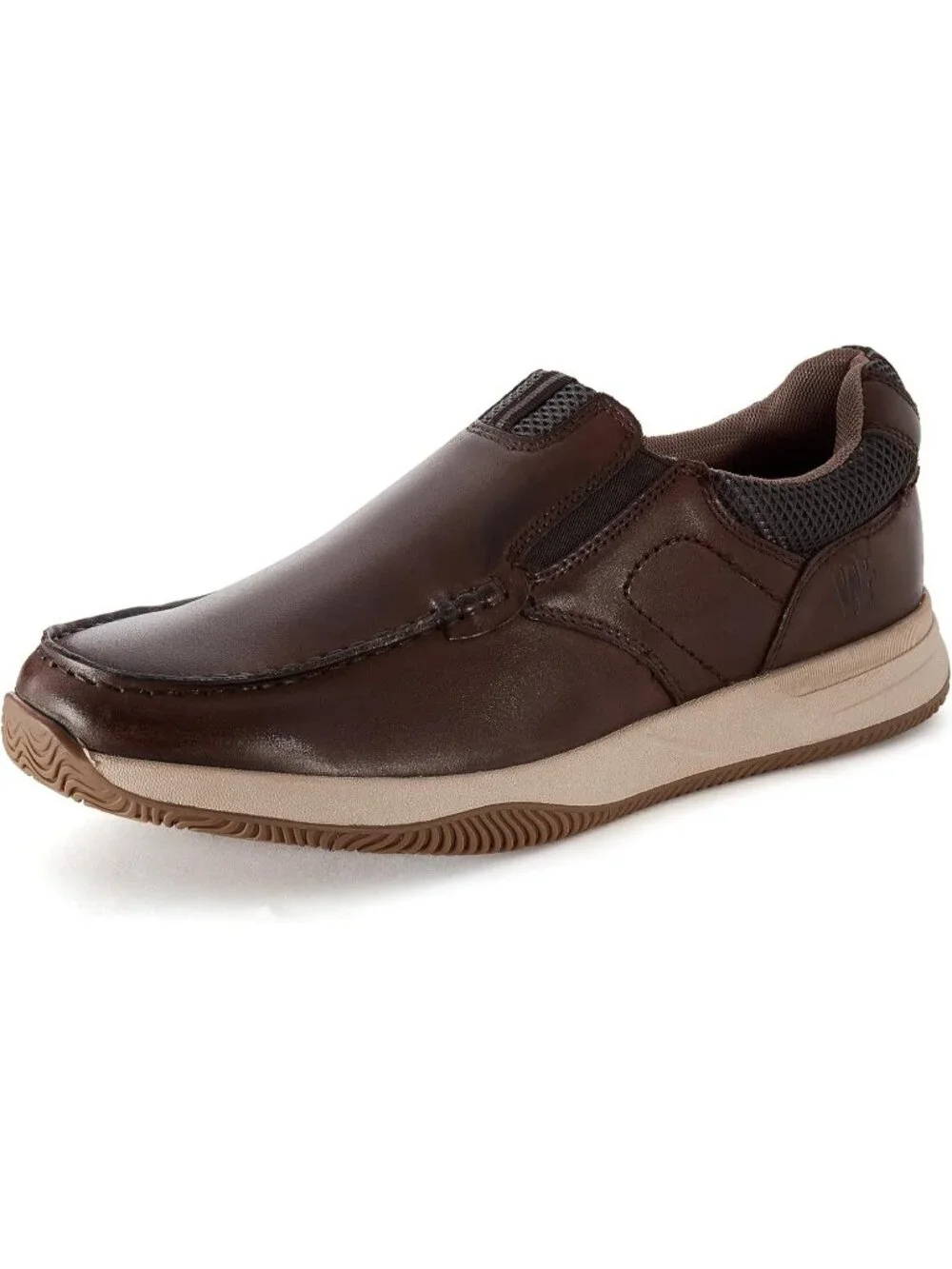 Men's Dark Brown Slip On Leather Loafers Shoes Breathable Mesh Casual Moc